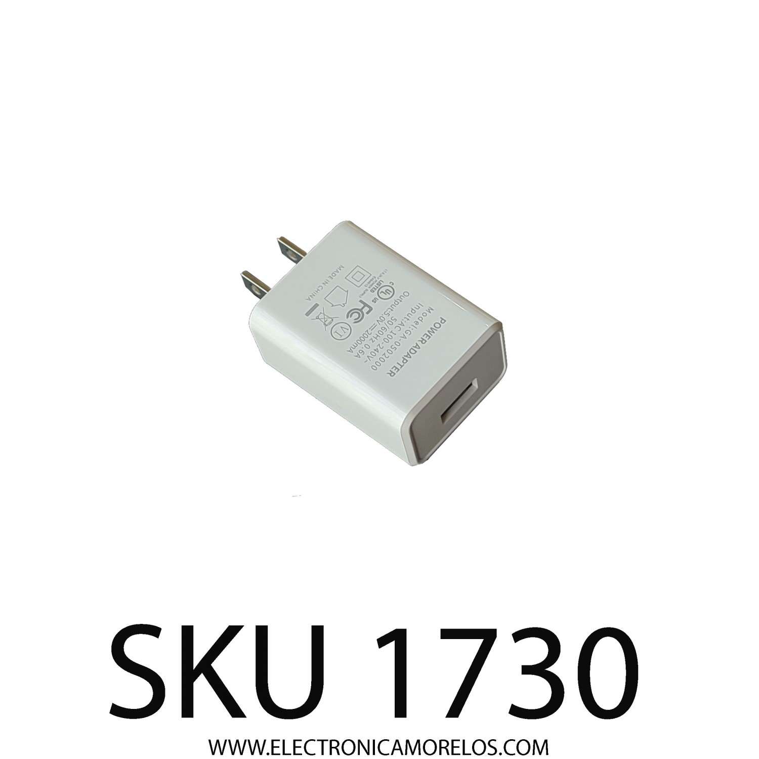 ADAPTADOR AC POWER ADAPTER / NUMERO DE PARTE GA-0502000 / ENTRADA: 100-240V AC / SALIDA: 5.0VDC- 200mA